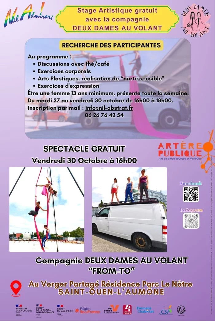 Stage artistique gratuit avec la Compagnie "DEUX DAMES AU VOLANT"