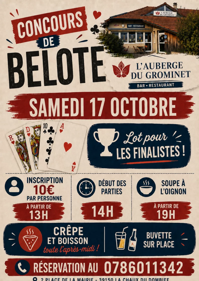 Concours de belote à l'auberge du Grominet