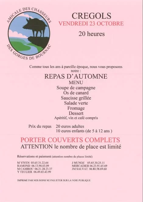 Repas d'automne des chasseurs