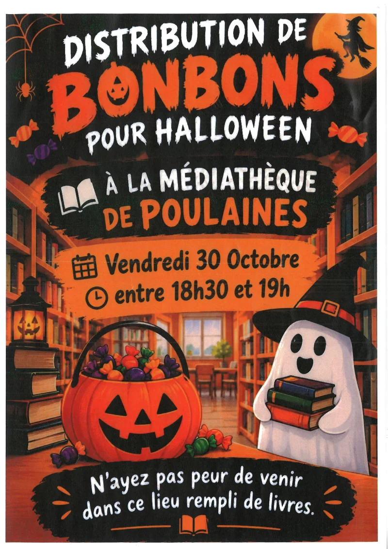 Distribution de bonbons par la médiathèque de Poulaines