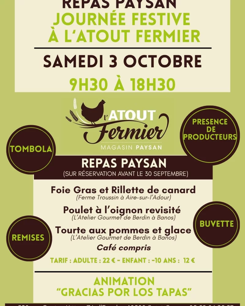 Repas Paysan et Journée Festive à l'Atout Fermier
