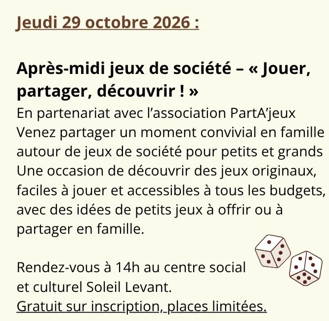 Après-midi jeux de société – « Jouer, partager, découvrir ! »