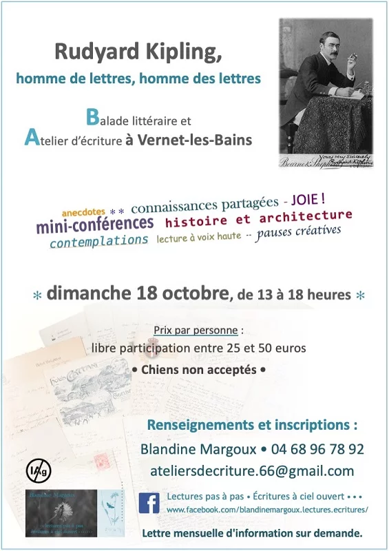 BALADE LITTERAIRE ET ATELIER D'ECRITURE : "RUDYARD KIPLING, HOMME DE LETTRES, HOMME DES LETTRES"