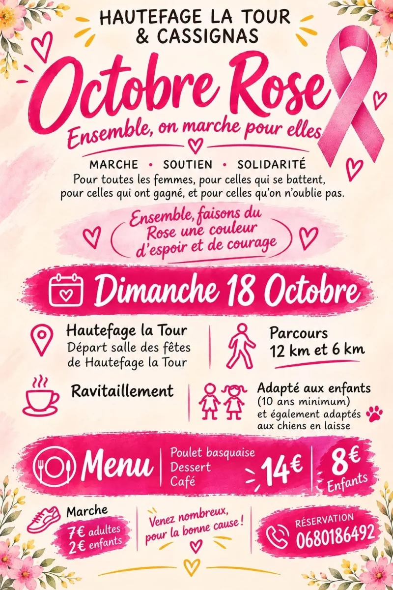 Randonnée Octobre rose à Hautechage'la-Tour et Cassignas