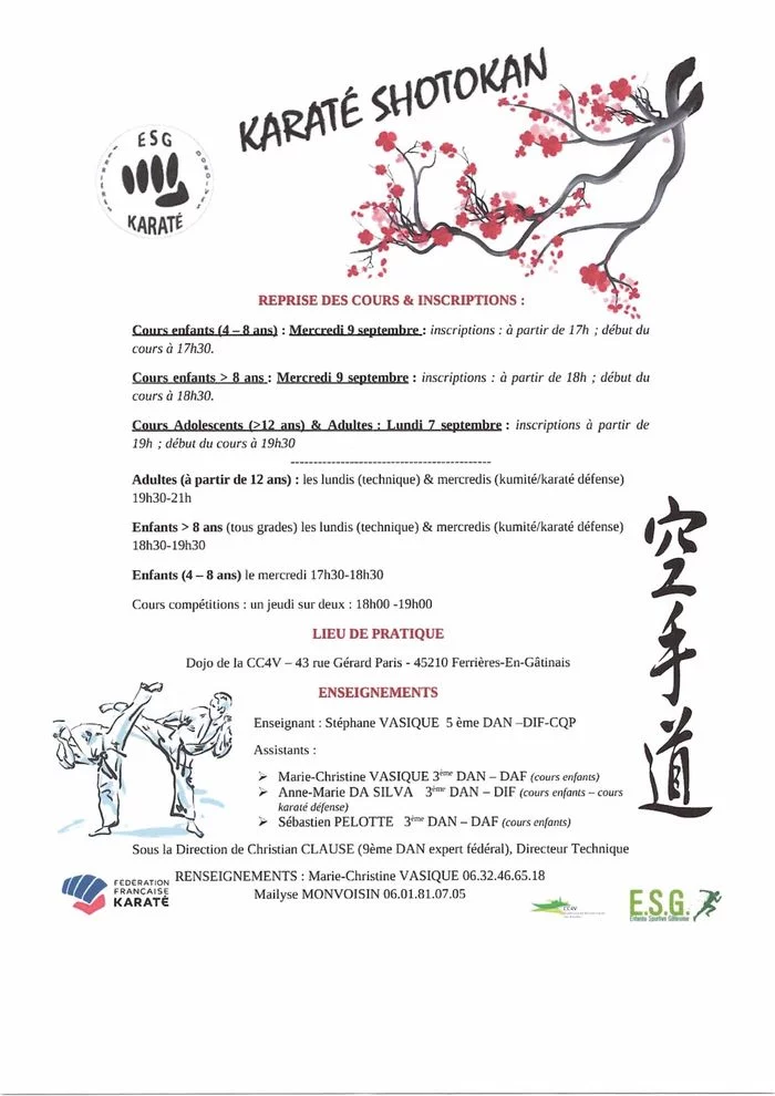 Reprise des cours de Karaté Shotokan - ESG Karaté