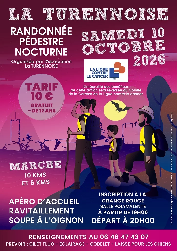 Octobre Rose : Randonnée pédestre nocturne La Turennoise