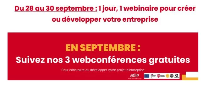 1 jour,1 webinaire pour créer ton entreprise