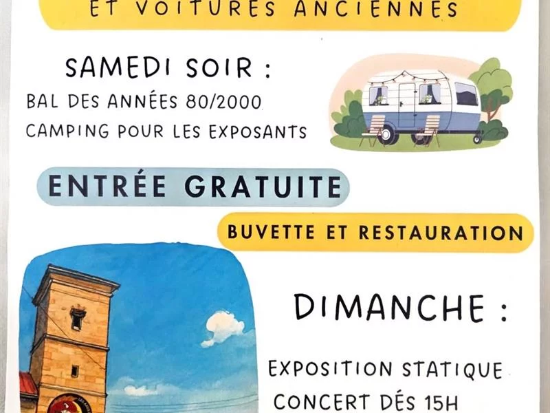 Rassemblement de motos et voitures anciennes