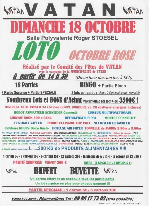 Loto au profit d'Octobre Rose