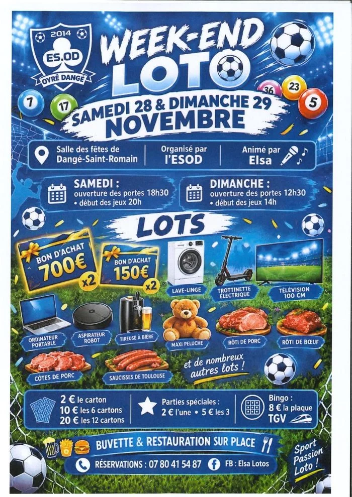 WEEKEND LOTO DU 28/11 ET 29/11 - ESOD FOOT