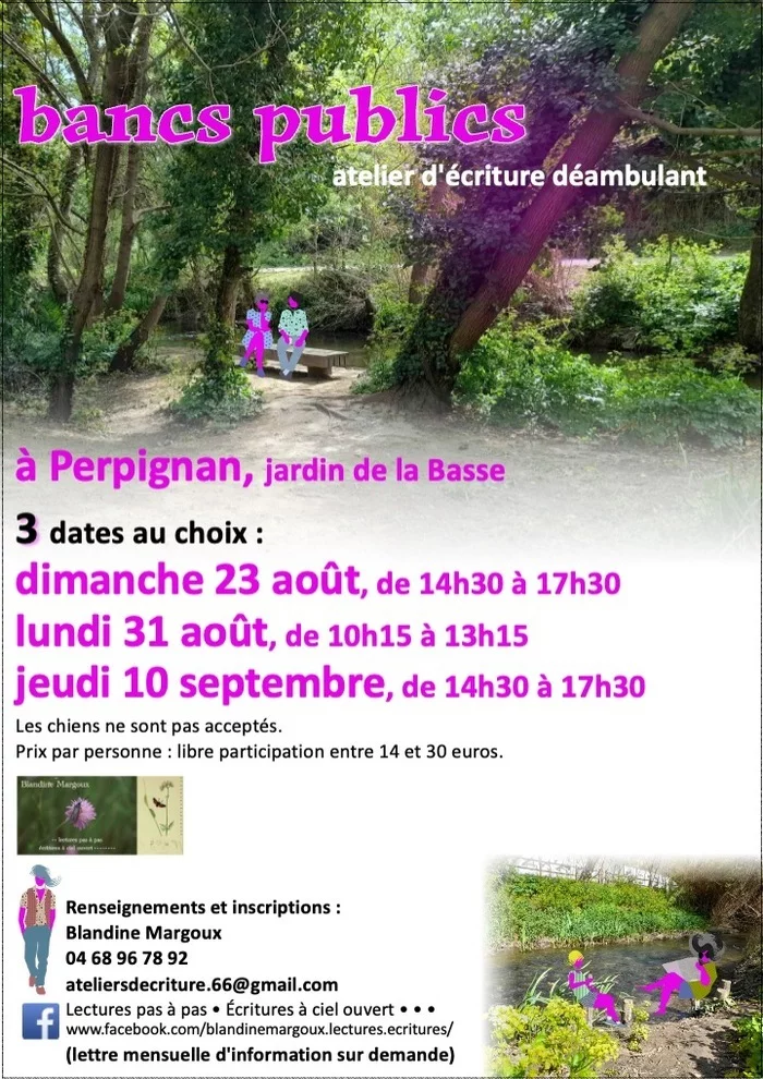 Bancs publics • Atelier d'écriture déambulant, en plein air