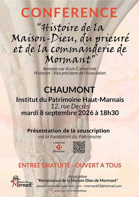 Conférence : "Histoire de la Maison-Dieu, du prieuré et de la commanderie de Mormant"