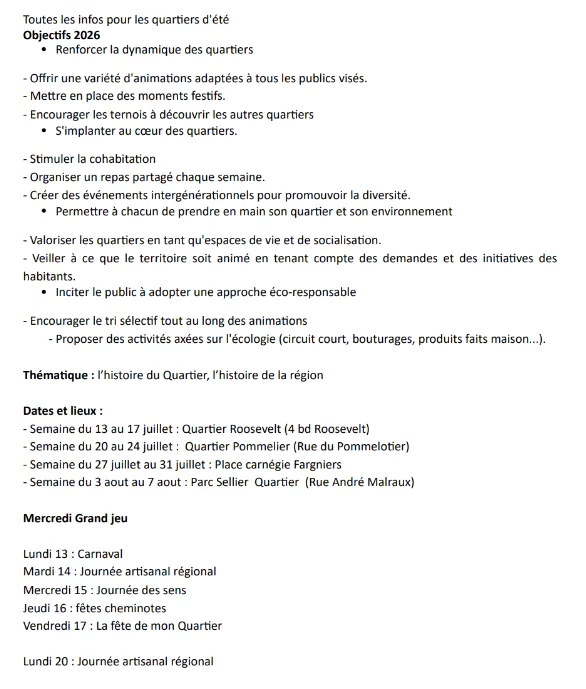 Quartiers d'été