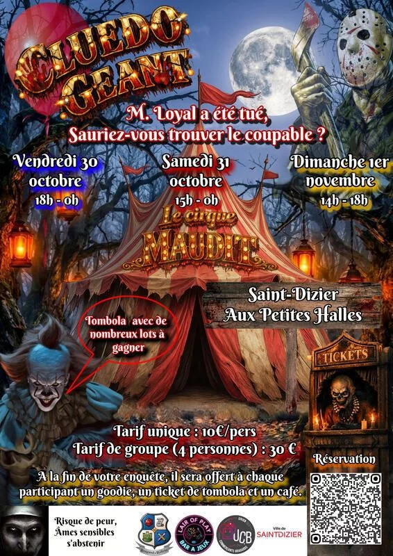 DU 30 OCOBRE AU 1ER NOVEMBRE : CLUEDO GÉANT AUX PETITES HALLES DE SAINT-DIZIER !