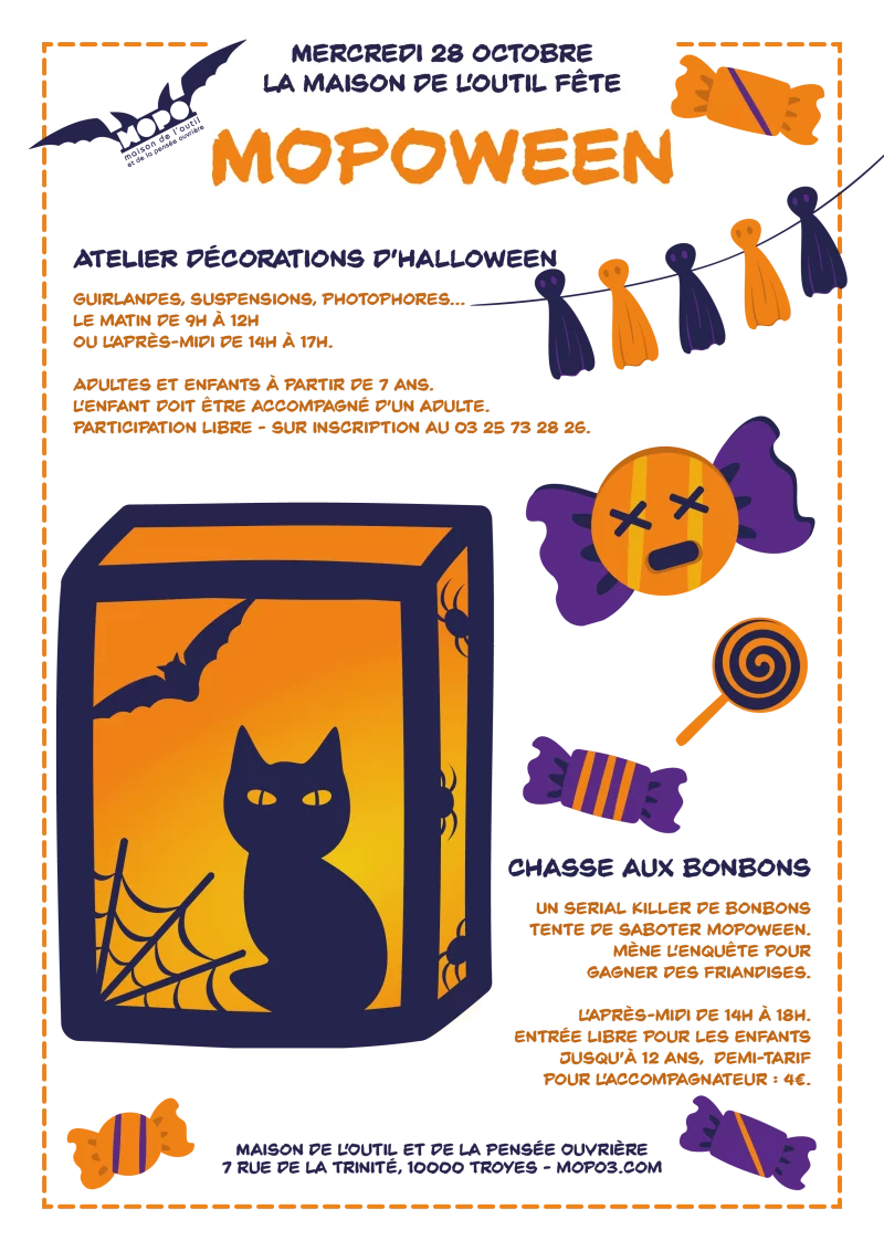 MOPOWEEN – Chasse aux bonbons et atelier de décorations d’halloween à la MOPO