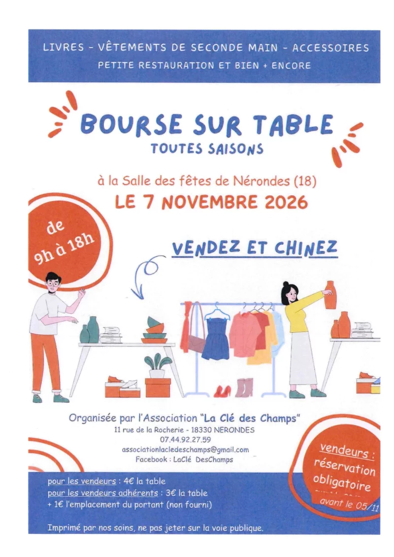 Bourse sur table toutes saisons