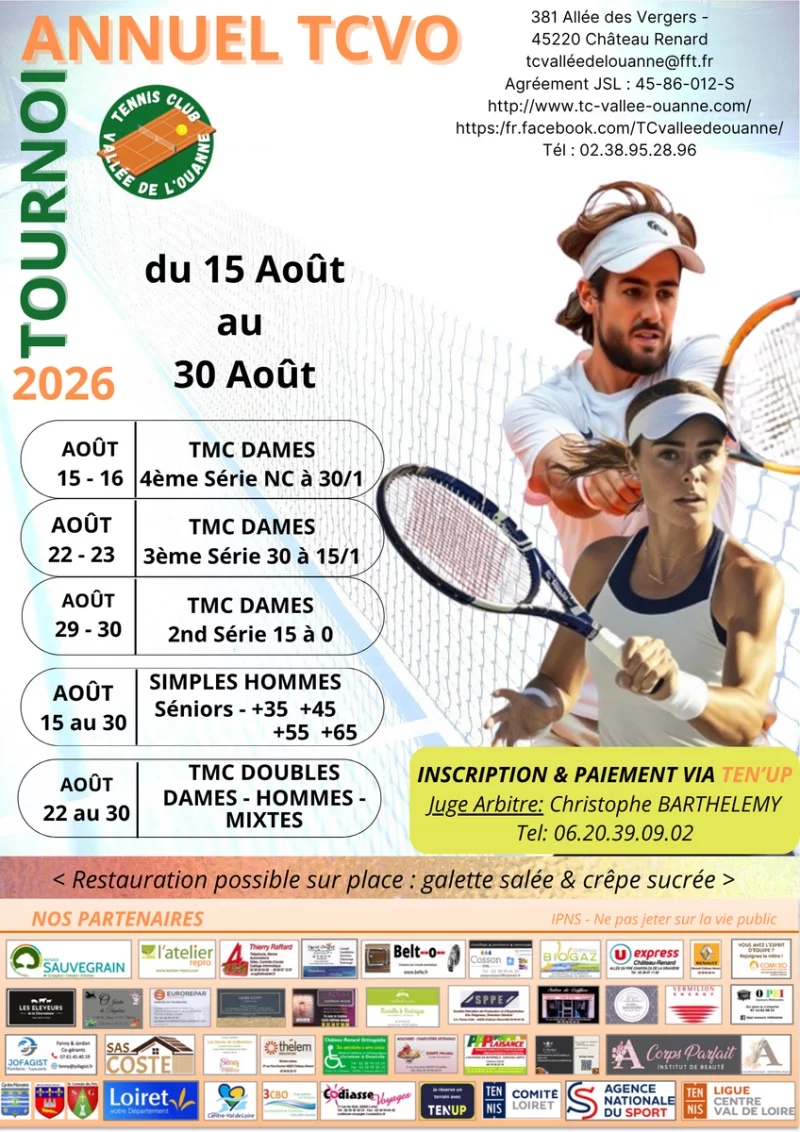 Tournoi de Tennis du TCVO Août 2026