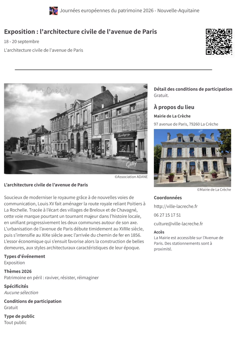 Journées du Patrimoine : Exposition sur l'architecture civile de l'avenue de Paris