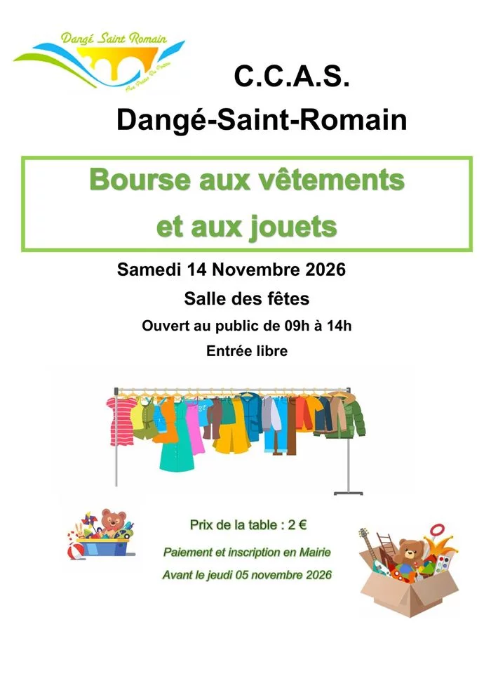 BOURSE AUX VÊTEMENTS ET AUX JOUETS - LE 14/11 - CCAS