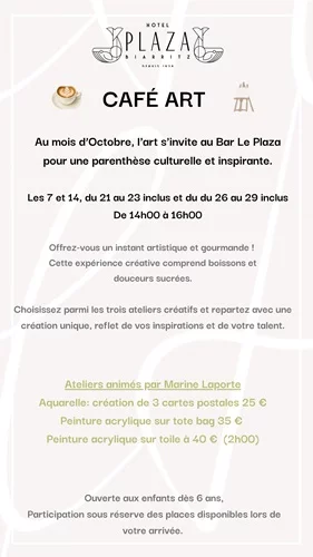 Ateliers artistiques  au Bar le Plaza