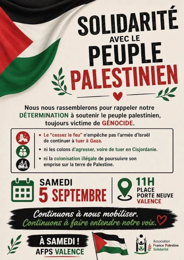 Rassemblement à Valence 5 septembre 2026 à 11h00