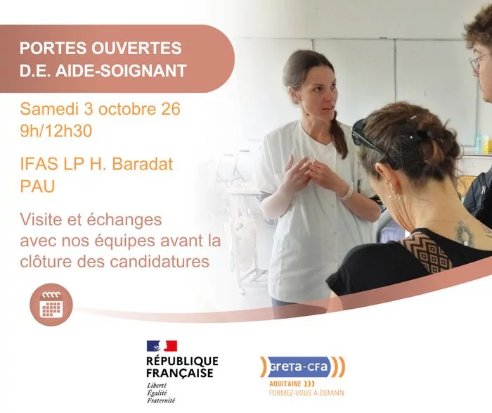 Matinée portes ouvertes : formation aide-soignant à Pau