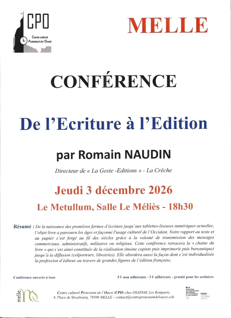 Conférence : "De l'Ecriture à l'Edition"