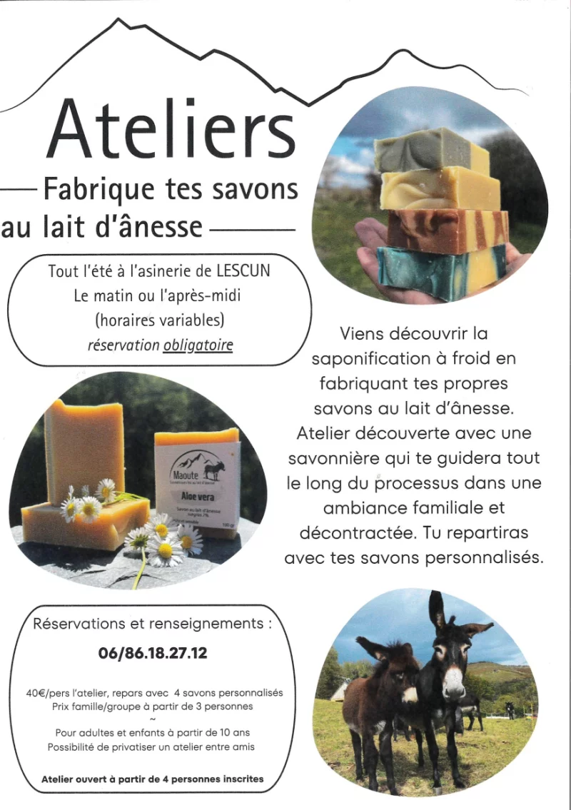 Atelier - Fabrique tes savons au lait d'ânesse.