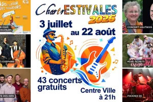 ChartrEstivales 2026 : Ados un jour, à dos toujours ; Groupe Josephine ; La Route des Airs ; Concert hautbois et orgue ; Rose Tickets ; Phoenix 66