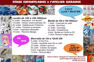 Stages d'été à l'Atelier Garance