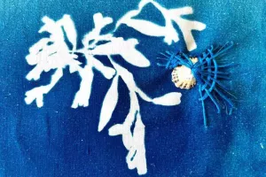 Broderie sur cyanotype