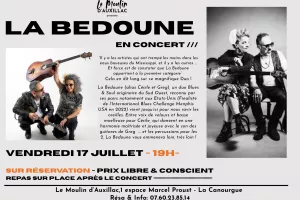 CONCERT AU MOULIN D'AUXILLAC : LA BEDOUNE