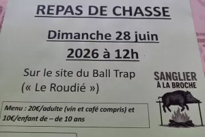 Repas de chasse : sanglier à la broche