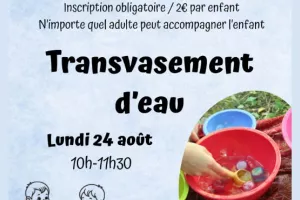 Transvasement d'eau et glaçons