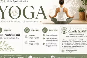 Reprise des cours de Yoga avec Rohr Sport et Loisirs