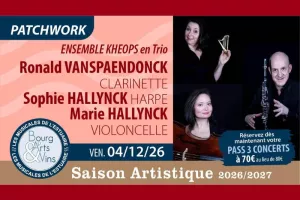Concert de Bourg Arts et Vins : l'Ensemble KHEOPS avec clarinette, violoncelle et harpe