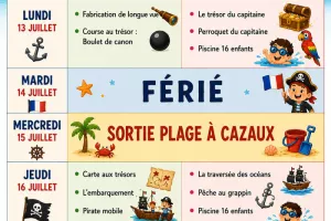 Planning des Petits du Lundi 13 au vendredi 17 juillet