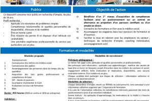 Action préparatoire aux métiers du Sanitaire Social Du 21/09/2026 au 23/12/2026