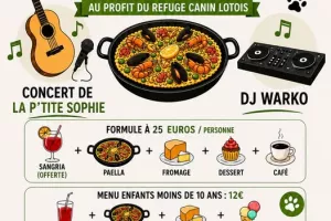 Soirée paëlla au profit du refuge canin lotois