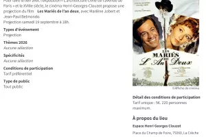 Journées du Patrimoine : Séance de cinéma Les Mariés de l'an deux