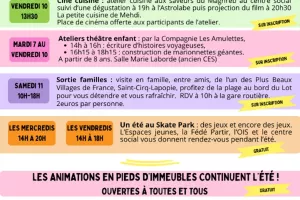 Programme des animations juillet du centre social de Figeac