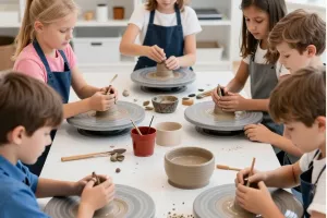 Stage de poterie jeunesse : tour de potier