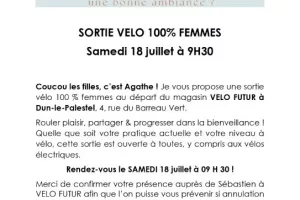 Sortie vélo 100% femme