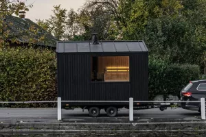 Sauna mobile face à la Manche à Bernières-sur-Mer